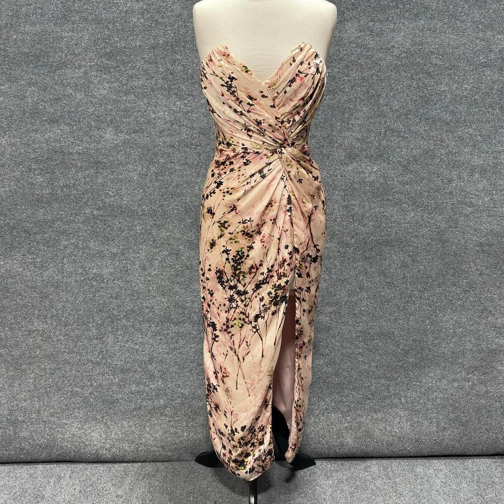 Katie May Dress Womens S Pink Floral Strapless Sweetheart Ruched Bodycon Midi